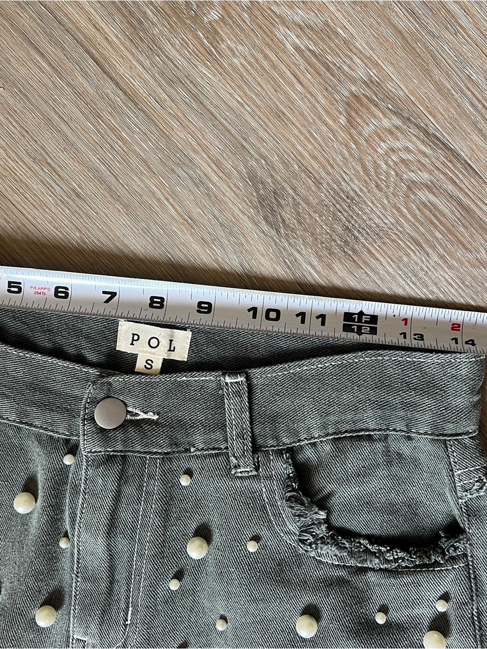 POL Pearl Embellished Wide Leg Jeans Gray Denim Size S NWOT 28 - Picture 6 of 9